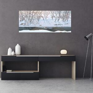 Obraz - Líška v zimnej krajine (120x50 cm)