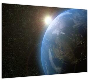 Obraz krajiny z vesmíru (70x50 cm)