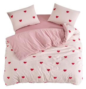 Ružové obliečky na dvojlôžko/predĺžené s plachtou/4-dielne 200x220 cm Red Heart – Mila Home