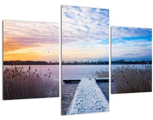 Obraz - Zamrznuté jazero, Ełk, Mazury, Poľsko (90x60 cm)