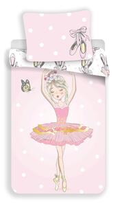 Ružové bavlnené detské obliečky na jednolôžko 140x200 cm Ballerina – Jerry Fabrics