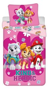 Ružové bavlnené detské obliečky na jednolôžko 140x200 cm Paw Patrol "Heroic" – Jerry Fabrics