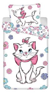 Biele bavlnené detské obliečky na jednolôžko 140x200 cm Marie Cat "Floral" – Jerry Fabrics
