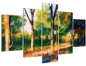 Obraz lesa v letnom slnku, maľba (150x105 cm)