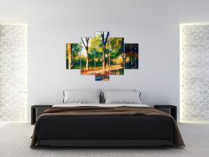 Obraz lesa v letnom slnku, maľba (150x105 cm)