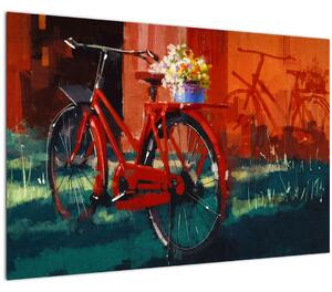 Obraz červeného kolesa, akrylová maľba (90x60 cm)