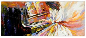Obraz - Žena hrajúca na piáno (120x50 cm)