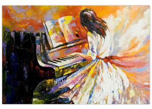Obraz - Žena hrajúca na piáno (90x60 cm)