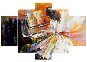 Obraz - Žena hrajúca na piáno (150x105 cm)