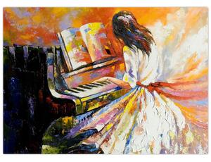 Obraz - Žena hrajúca na piáno (70x50 cm)