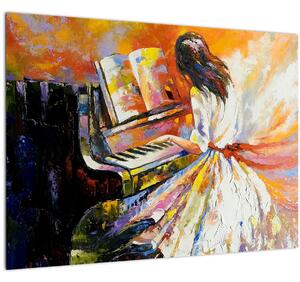 Obraz - Žena hrajúca na piáno (70x50 cm)