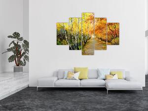 Obraz - Romantická alej pozdĺž vody, olejomaľba (150x105 cm)