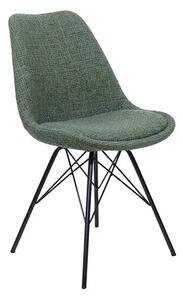 Škandinávska retro zelená jedálenská stolička Scandinavia s textúrovaným ženilkovým poťahom a čiernou kovovou podstavou 50 cm