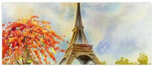 Maľovaný obraz Eiffelovej veže (120x50 cm)