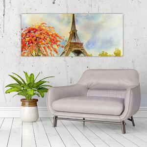 Maľovaný obraz Eiffelovej veže (120x50 cm)