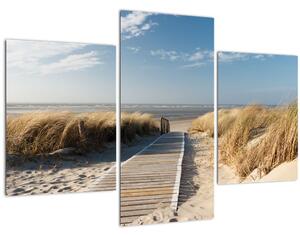 Obraz - Piesočná pláž na ostrove Langeoog, Nemecko (90x60 cm)