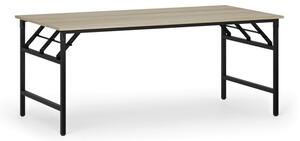Konferenčný stôl FAST READY s čiernou podnožou, 1800 x 900 x 750 mm, dub prírodný