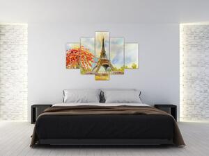 Maľovaný obraz Eiffelovej veže (150x105 cm)