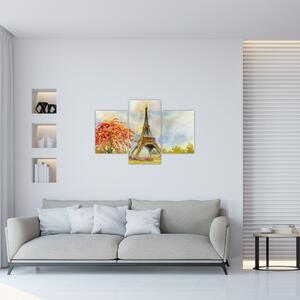 Maľovaný obraz Eiffelovej veže (90x60 cm)