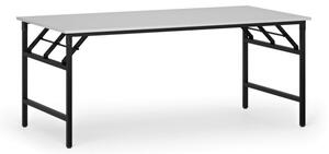 Konferenčný stôl FAST READY s čiernou podnožou, 1800 x 900 x 750 mm, biela