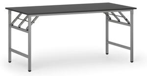 Konferenčný stôl FAST READY so striebornosivou podnožou, 1600 x 800 x 750 mm, grafit