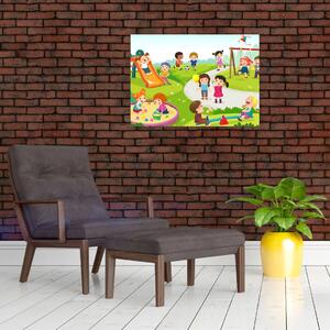 Obraz detských radovánok na pieskovisku (70x50 cm)