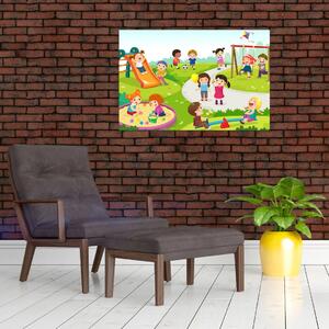 Obraz detských radovánok na pieskovisku (90x60 cm)
