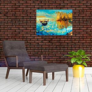 Obraz - Jazero s loďkami (70x50 cm)