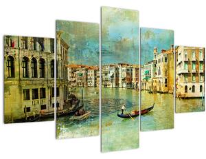 Obraz - Benátsky kanál a gondoly (150x105 cm)