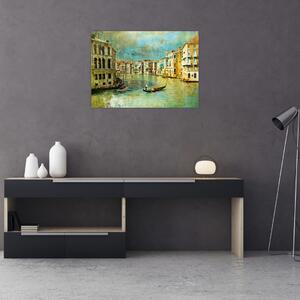 Obraz - Benátsky kanál a gondoly (70x50 cm)