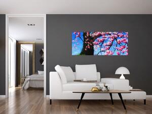Obraz maľované rozkvitnuté čerešne (120x50 cm)