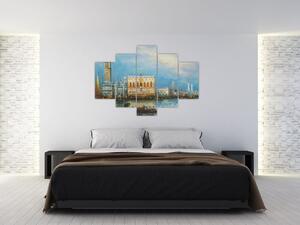 Obraz - Gondola prechádzajúca Benátkami, olejomaľba (150x105 cm)