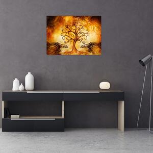 Prírodný abstraktný obraz stromu (70x50 cm)
