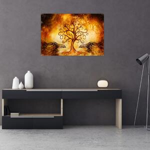 Prírodný abstraktný obraz stromu (90x60 cm)