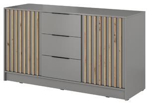 Komoda so zásuvkami Nelly 3D, lamely dub artisan, šedá