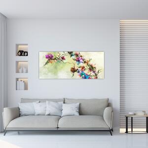 Obraz - Maľba kvetu (120x50 cm)