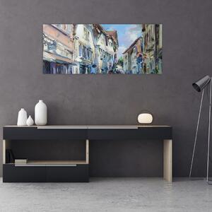 Obraz - Ulička starého mesta, akrylová maľba (120x50 cm)