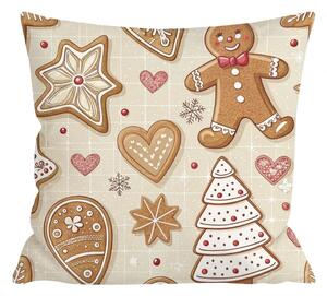 Bavlnená obliečka na vankúš GINGERBREAD JOY 45x45 cm, béžová
