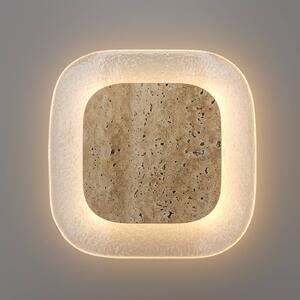 Maytoni LED nástenné svetlo Tavo, výška 25 cm, béžová, kameň/sklo, 2700 K, Krémová / jantárovo žltá, Obývacia izba / jedáleň, Sklo, Moderný, Nástenné svietidlo