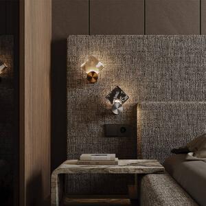 Maytoni LED nástenné svetlo Quadro, sivá, sklo, 3000 K, výška 18 cm, Obývacia izba / jedáleň, Sklo, Moderný, Nástenné svietidlo