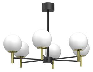 Luster na tyči AWINION 6xE27/15W/230V biela/zlatá/čierna