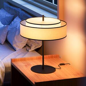Maytoni Stojacia lampa Bergamo, biela/čierna, textil, výška 39 cm, E14, Biela / opálová, Obývacia izba / jedáleň, Textil / látka / hodváb, Škandinávsky, Stojacie svietidlo