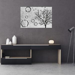 Abstraktný obraz so stromami (90x60 cm)