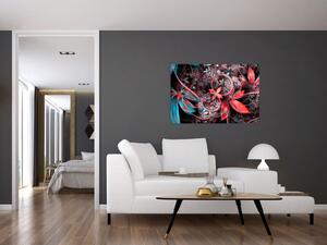 Abstraktný obraz exotických kvetov (90x60 cm)