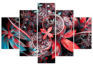 Abstraktný obraz exotických kvetov (150x105 cm)