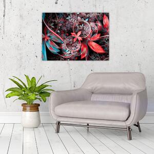 Abstraktný obraz exotických kvetov (70x50 cm)
