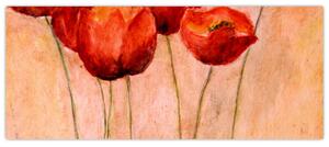 Obraz - Červené tulipány (120x50 cm)