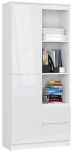Ak furniture Skriňa Rexa 80 cm biela lesk