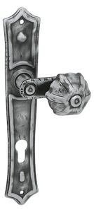 Dverové kovanie MP LR - AGAVE (KOVANÁ ŠEDÁ), kľučka-kľučka, Otvor na cylindrickú vložku PZ, MP KOVANÉ, 90 mm