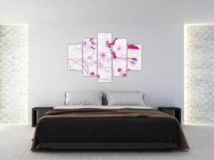Obraz vetvičky s kvetmi (150x105 cm)